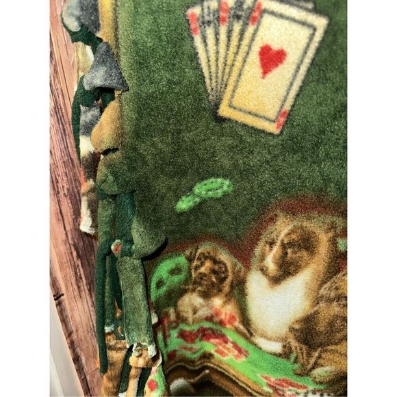 Vtg Cranston Gambling Dog Blanket Throw Archives Brown & Bigelow 2004 Playing Ca - Picture 3 of 5